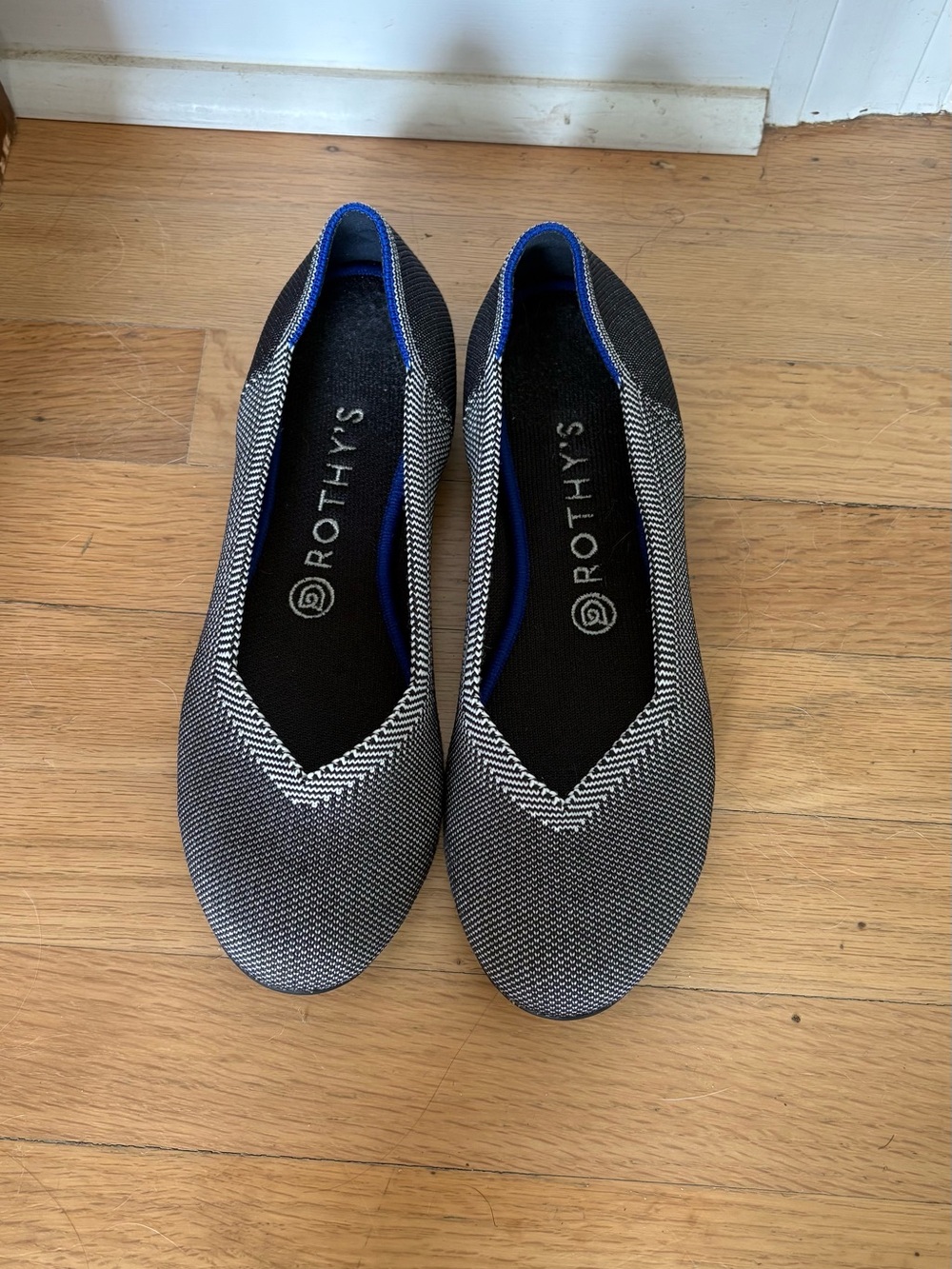Rothy’s Black and White Pattern Birdseye Flats